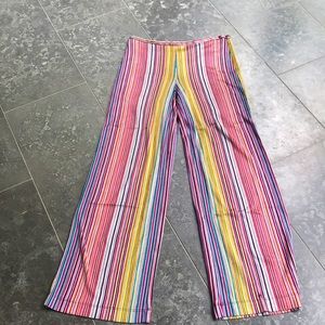 jersey silk like dress pants, multi color stripes